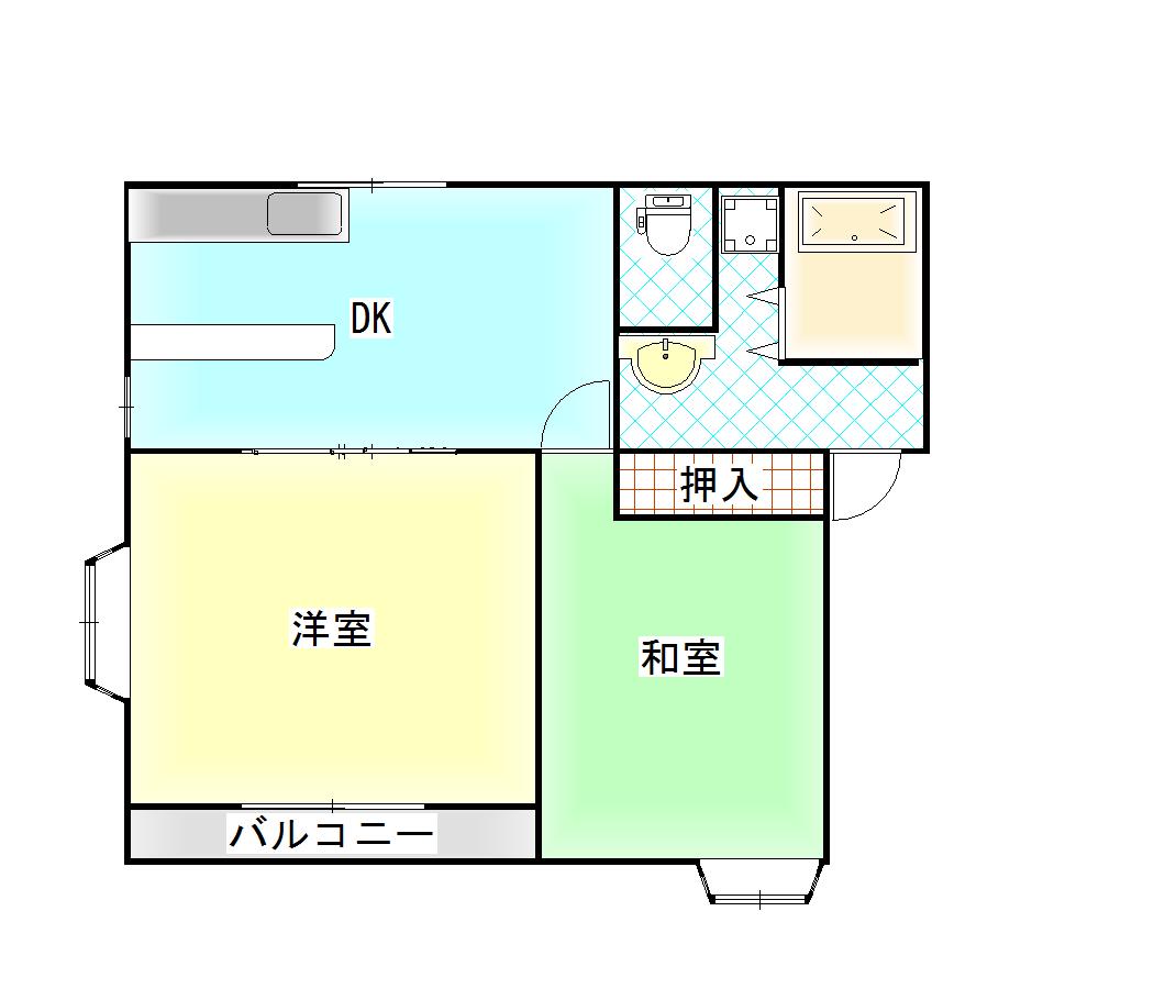 シティーハイツA棟(2DK/1階)の間取り写真