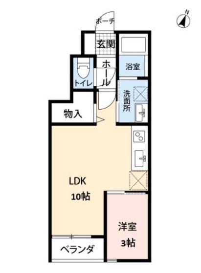 エスリーB棟(1LDK/1階)の間取り写真