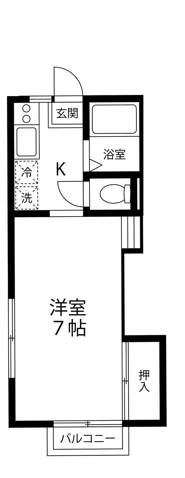 コーポ葉山台(1K/2階)の間取り写真