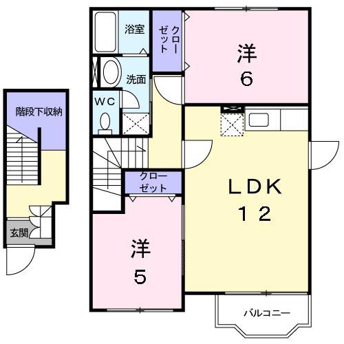 セレーノB(2LDK/2階)の間取り写真