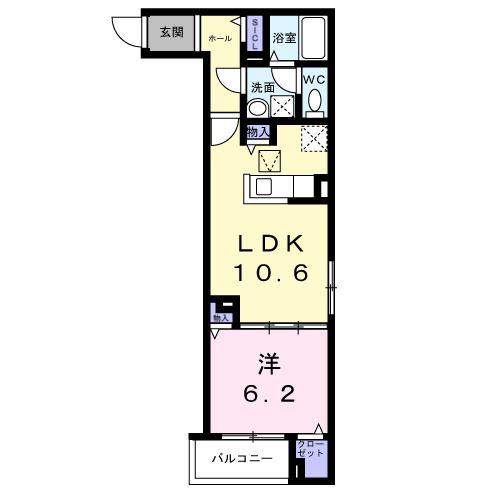 ヒカルサ尼崎栗山町(1LDK/1階)の間取り写真