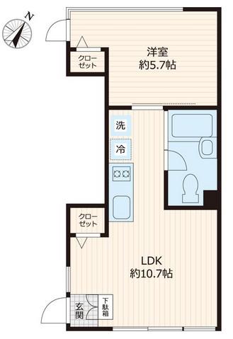 向丘・旬創館(1LDK/2階)の間取り写真