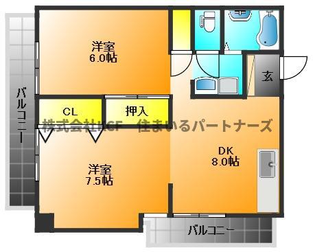 宮の前ビル(2DK/5階)の間取り写真