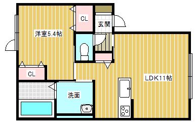 RITS II(1LDK/1階)の間取り写真