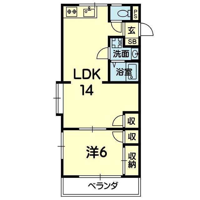 東郷ハイツ(1LDK/2階)の間取り写真