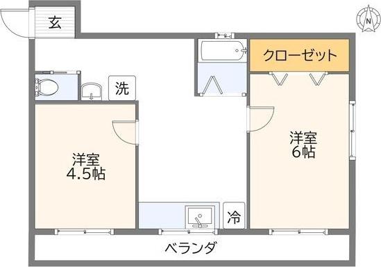 名信ビル(2DK/4階)の間取り写真