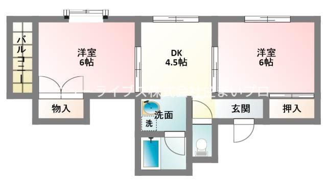 しゃろんどびぶれ(2DK/2階)の間取り写真