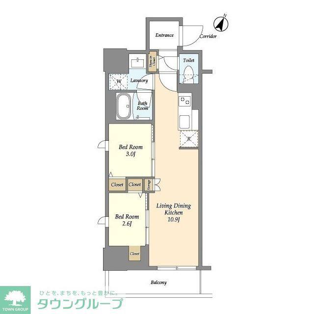 ドゥーエ三ノ輪III(2LDK/2階)の間取り写真