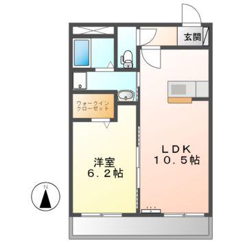 リーフ ニシヤマ(1LDK/2階)の間取り写真