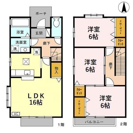 アミターユースC(3LDK/1階)の間取り写真