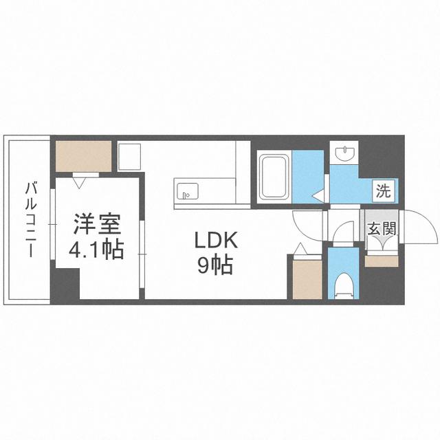ヴァロアール博多(1LDK/3階)の間取り写真