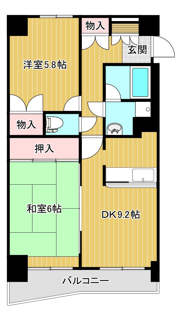 アクシス駅南イースト(2DK/3階)の間取り写真