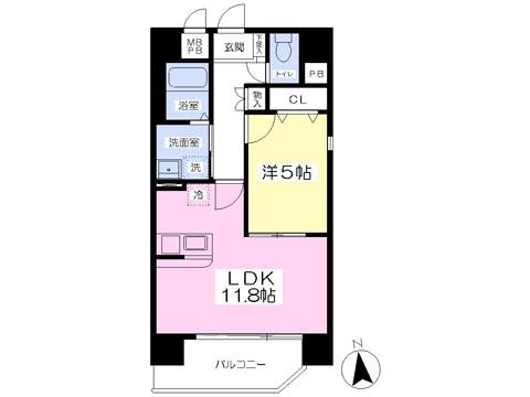 オーネスト九品寺(1LDK/8階)の間取り写真