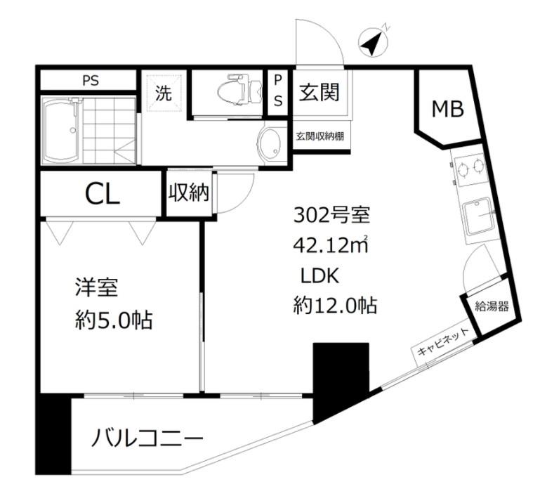 ハイライフ恵比寿(1LDK/3階)の間取り写真
