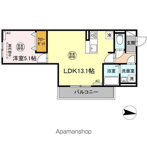 DーRESENA 檍(1LDK/3階)の間取り写真