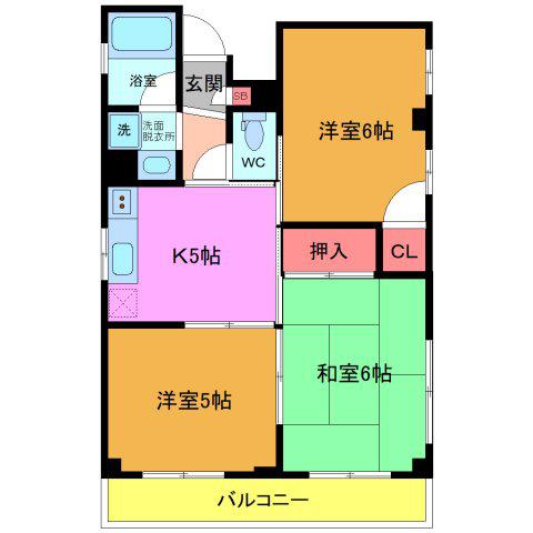グローリヤマンション(3DK/3階)の間取り写真