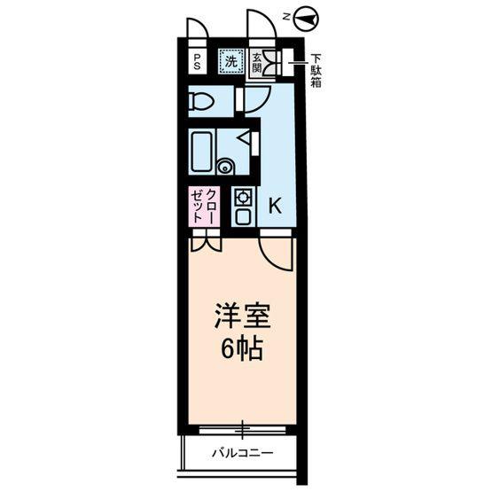 ドーチェスター大宮(1K/4階)の間取り写真