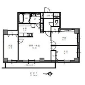 パレットハイツ平岸(3LDK/3階)の間取り写真