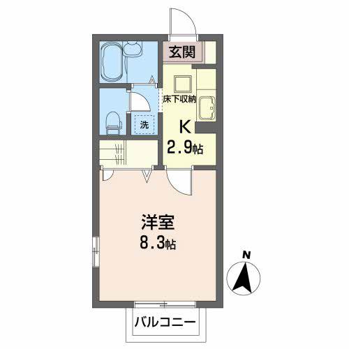 エスポワール長町南(1K/1階)の間取り写真