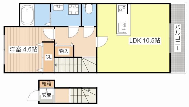 LE CIEL(1LDK/2階)の間取り写真