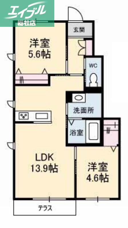 グラジーク(2LDK/1階)の間取り写真