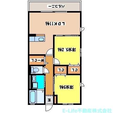 キャロル(2LDK/2階)の間取り写真