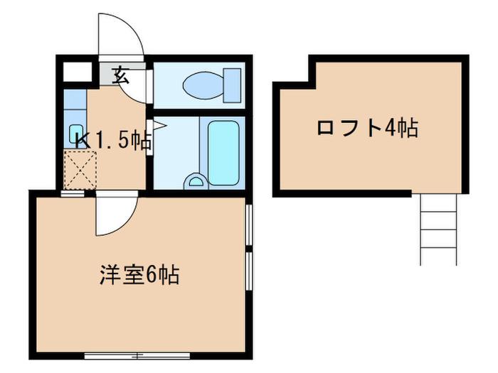 フォンテーヌ(1K/2階)の間取り写真