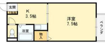 ソレイユ(1K/2階)の間取り写真