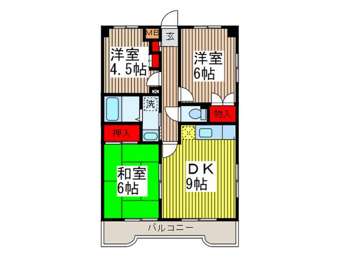グランパレス弐番館(3DK/1階)の間取り写真