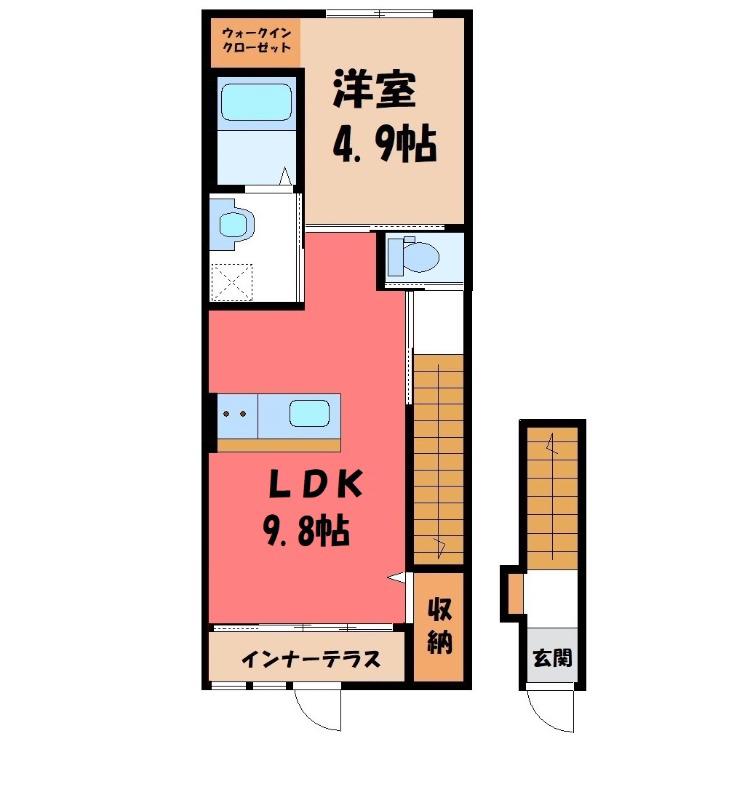 グランドパーク(1LDK/2階)の間取り写真