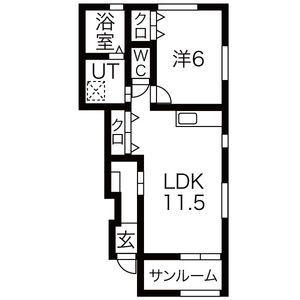 コーポK(1LDK/1階)の間取り写真
