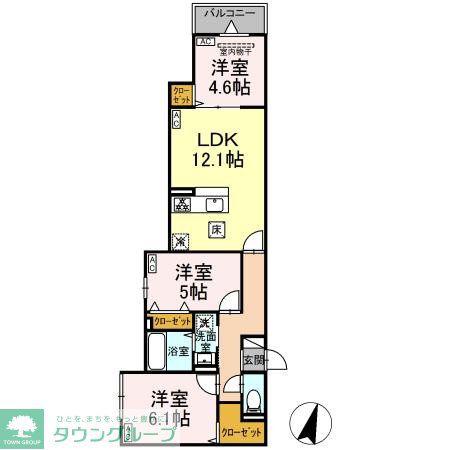 セレスティア西亀有(3LDK/1階)の間取り写真