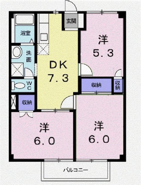 ニューシティ長谷川B館(3DK/2階)の間取り写真