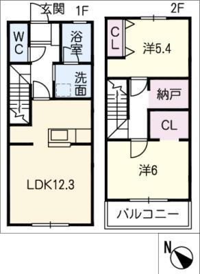 ソレイユ善波(2SLDK/2階)の間取り写真
