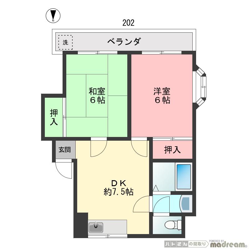 第2桜マンション(2DK/2階)の間取り写真