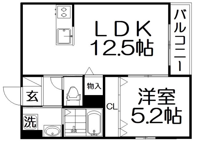 TEKO宮之阪(1LDK/3階)の間取り写真