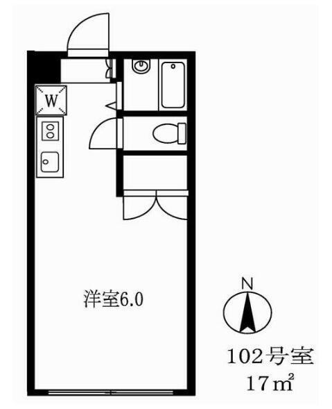メディコK(ワンルーム/1階)の間取り写真