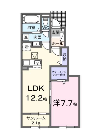 アウロ一ラ・新田A(1LDK/1階)の間取り写真