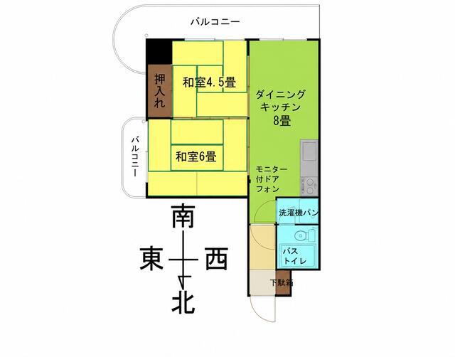 ロータリーマンション詫間(2DK/4階)の間取り写真