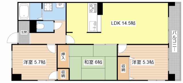 アメニティRITTO(3LDK/5階)の間取り写真