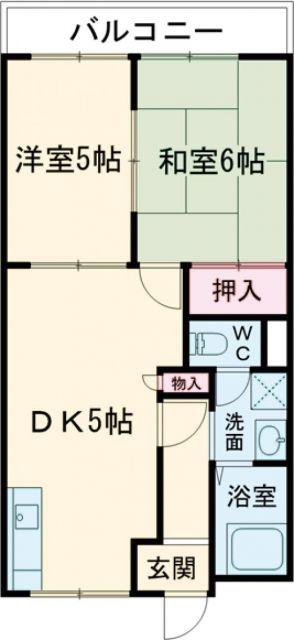 パークハイツ B棟(2DK/2階)の間取り写真