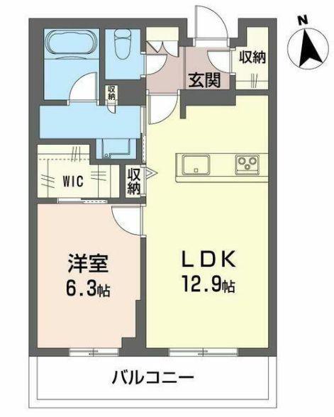 アトリエール F(1LDK/1階)の間取り写真
