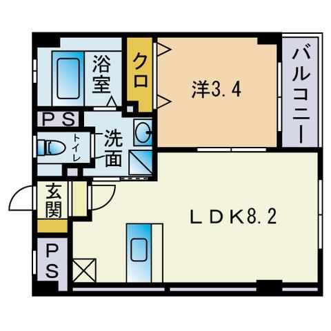 柳川ビル(1LDK/5階)の間取り写真