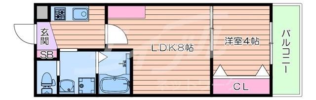 KAUNIS都島(1LDK/3階)の間取り写真