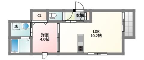 門真市五月田町PJ(1LDK/2階)の間取り写真