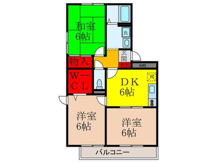 プレリュード(3DK/3階)の間取り写真
