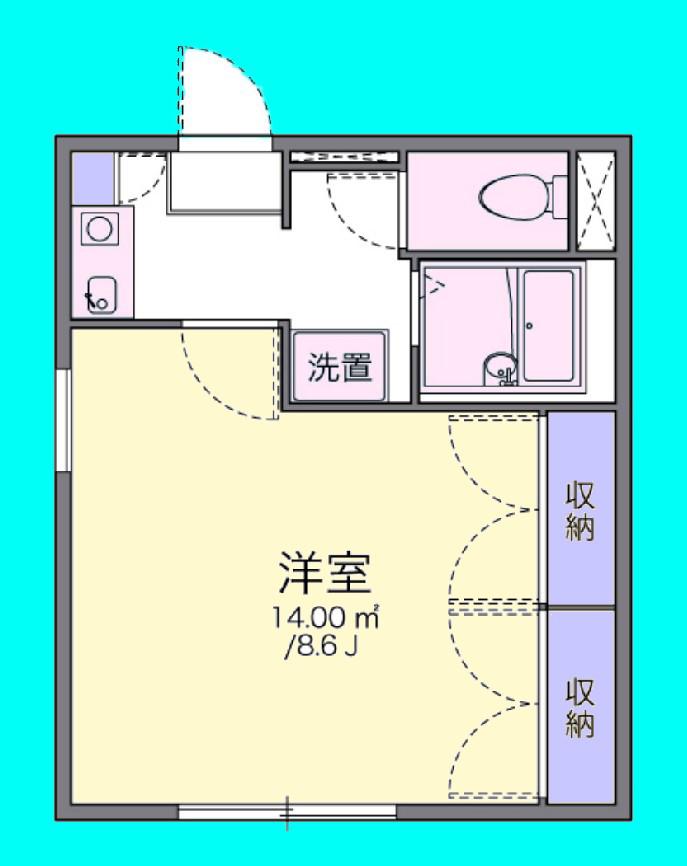 メローネII(1K/1階)の間取り写真