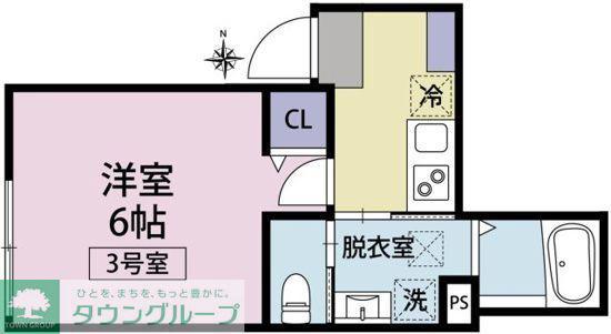 ルクシア桜ヶ丘(1K/2階)の間取り写真