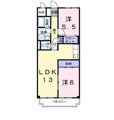 セピア辻井横小路(2LDK/6階)の間取り写真