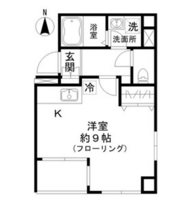 K2恩賜公園(ワンルーム/2階)の間取り写真